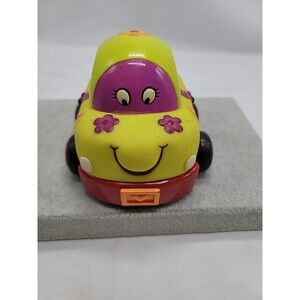 Just B You Flower Pull-Back Friction Car Vehicle Toy Rattle Bell for Baby 5"